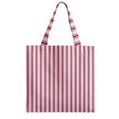 Mattress Ticking Wide Striped Pattern in USA Flag Red and White Zipper Grocery Tote Bag