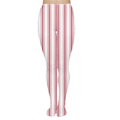 Mattress Ticking Wide Striped Pattern in USA Flag Red and White Women s Tights