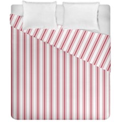 Mattress Ticking Wide Striped Pattern in USA Flag Red and White Duvet Cover Double Side (California King Size)