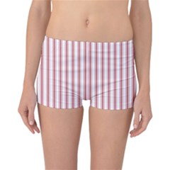 Mattress Ticking Wide Striped Pattern in USA Flag Red and White Reversible Boyleg Bikini Bottoms