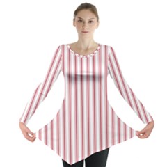 Mattress Ticking Wide Striped Pattern in USA Flag Red and White Long Sleeve Tunic 