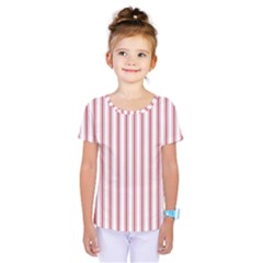 Mattress Ticking Wide Striped Pattern in USA Flag Red and White Kids  One Piece Tee