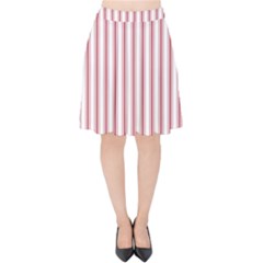 Mattress Ticking Wide Striped Pattern in USA Flag Red and White Velvet High Waist Skirt