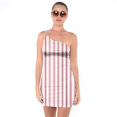 Mattress Ticking Wide Striped Pattern in USA Flag Red and White One Soulder Bodycon Dress