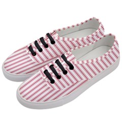 Mattress Ticking Wide Striped Pattern in USA Flag Red and White Women s Classic Low Top Sneakers