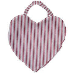 Mattress Ticking Wide Striped Pattern in USA Flag Red and White Giant Heart Shaped Tote