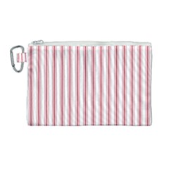 Mattress Ticking Wide Striped Pattern In Usa Flag Red And White Canvas Cosmetic Bag (large) by PodArtist