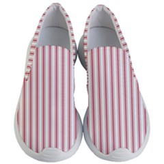 Mattress Ticking Wide Striped Pattern in USA Flag Red and White Women s Lightweight Slip Ons
