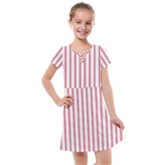 Mattress Ticking Wide Striped Pattern in USA Flag Red and White Kids  Cross Web Dress