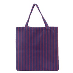 Mattress Ticking Wide Striped Pattern In Usa Flag Blue And Red Grocery Tote Bag by PodArtist