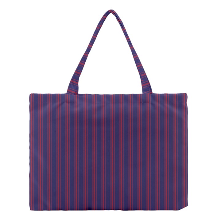 Mattress Ticking Wide Striped Pattern in USA Flag Blue and Red Medium Tote Bag