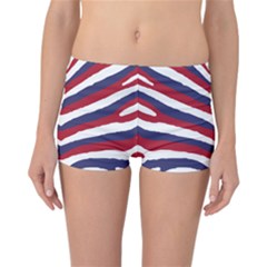 Us United States Red White And Blue American Zebra Strip Reversible Boyleg Bikini Bottoms by PodArtist