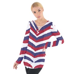 Us United States Red White And Blue American Zebra Strip Tie Up Tee by PodArtist