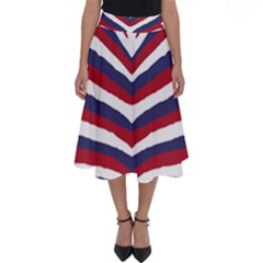 Us United States Red White And Blue American Zebra Strip Perfect Length Midi Skirt by PodArtist