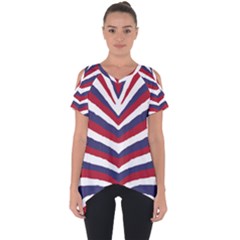 Us United States Red White And Blue American Zebra Strip Cut Out Side Drop Tee by PodArtist