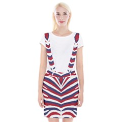 Us United States Red White And Blue American Zebra Strip Braces Suspender Skirt by PodArtist