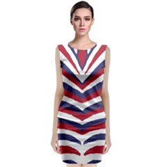 Us United States Red White And Blue American Zebra Strip Sleeveless Velvet Midi Dress by PodArtist