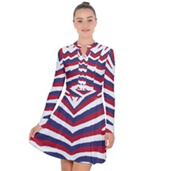 Us United States Red White And Blue American Zebra Strip Long Sleeve Panel Dress by PodArtist