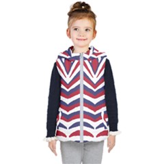 Us United States Red White And Blue American Zebra Strip Kid s Hooded Puffer Vest by PodArtist