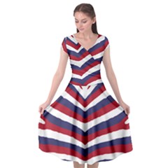 Us United States Red White And Blue American Zebra Strip Cap Sleeve Wrap Front Dress by PodArtist