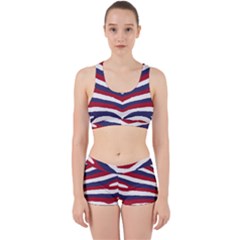 Us United States Red White And Blue American Zebra Strip Work It Out Gym Set by PodArtist