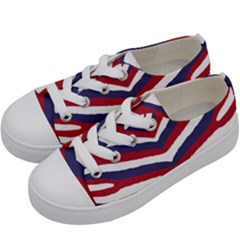 Us United States Red White And Blue American Zebra Strip Kids  Low Top Canvas Sneakers by PodArtist