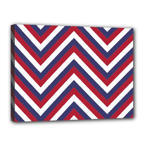 United States Red White And Blue American Jumbo Chevron Stripes Canvas 16  X 12 
