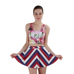 United States Red White And Blue American Jumbo Chevron Stripes Mini Skirt by PodArtist