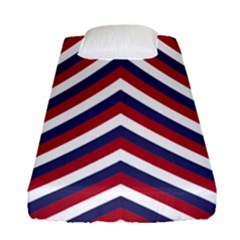 United States Red White And Blue American Jumbo Chevron Stripes Fitted Sheet (single Size) by PodArtist