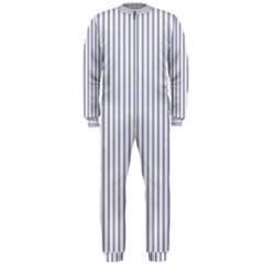 Mattress Ticking Narrow Striped Pattern In Usa Flag Blue And White Onepiece Jumpsuit (men)  by PodArtist