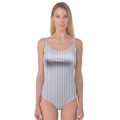 Mattress Ticking Narrow Striped Pattern In Usa Flag Blue And White Camisole Leotard  by PodArtist