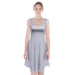 Mattress Ticking Narrow Striped Pattern In Usa Flag Blue And White Racerback Midi Dress by PodArtist