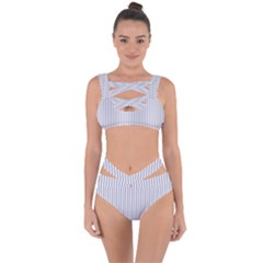 Mattress Ticking Narrow Striped Pattern In Usa Flag Blue And White Bandaged Up Bikini Set  by PodArtist