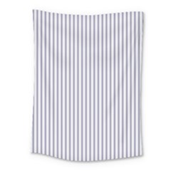 Mattress Ticking Narrow Striped Pattern In Usa Flag Blue And White Medium Tapestry by PodArtist