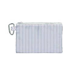 Mattress Ticking Narrow Striped Pattern In Usa Flag Blue And White Canvas Cosmetic Bag (small) by PodArtist