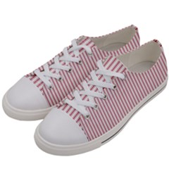 Mattress Ticking Narrow Striped Usa Flag Red And White Women s Low Top Canvas Sneakers by PodArtist