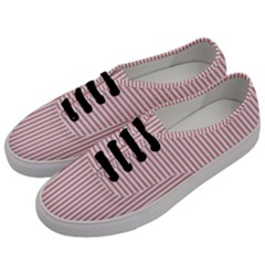 Mattress Ticking Narrow Striped Usa Flag Red And White Men s Classic Low Top Sneakers by PodArtist