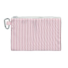 Mattress Ticking Narrow Striped Usa Flag Red And White Canvas Cosmetic Bag (large) by PodArtist