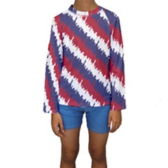 Ny Usa Candy Cane Skyline In Red White & Blue Kids  Long Sleeve Swimwear by PodArtist