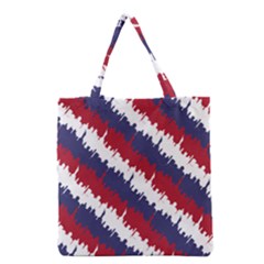 Ny Usa Candy Cane Skyline In Red White & Blue Grocery Tote Bag by PodArtist