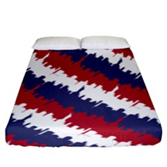 Ny Usa Candy Cane Skyline In Red White & Blue Fitted Sheet (king Size) by PodArtist