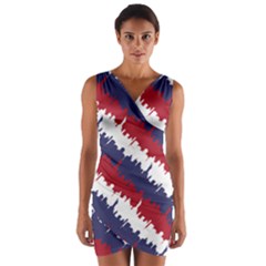 Ny Usa Candy Cane Skyline In Red White & Blue Wrap Front Bodycon Dress by PodArtist