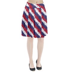 Ny Usa Candy Cane Skyline In Red White & Blue Pleated Skirt by PodArtist