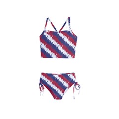 Ny Usa Candy Cane Skyline In Red White & Blue Girls  Tankini Swimsuit by PodArtist