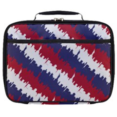 Ny Usa Candy Cane Skyline In Red White & Blue Full Print Lunch Bag by PodArtist