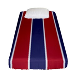 Large Red White And Blue Usa Memorial Day Holiday Vertical Cabana Stripes Fitted Sheet (single Size) by PodArtist