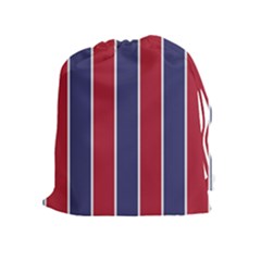 Large Red White And Blue Usa Memorial Day Holiday Vertical Cabana Stripes Drawstring Pouches (extra Large) by PodArtist