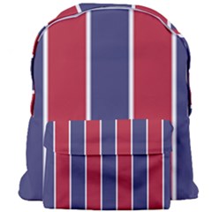 Large Red White And Blue Usa Memorial Day Holiday Vertical Cabana Stripes Giant Full Print Backpack by PodArtist