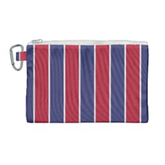 Large Red White And Blue Usa Memorial Day Holiday Vertical Cabana Stripes Canvas Cosmetic Bag (large) by PodArtist