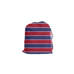 Large Red White And Blue Usa Memorial Day Holiday Horizontal Cabana Stripes Drawstring Pouches (xs) 